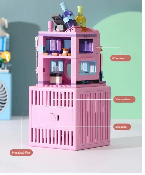 Masaüstü Blok Fan Küçük Masa Vantilatörü, USB Şarj Edilebilir Pil, 3 Hız Güçlü - ZB106 - 3
