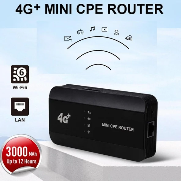 4G Mini CPE Router, Sim Kart Yuvası ile C Tipi Şarjlı, Gigabit Ethernet Yönlendirici RJ45 Portulu - 2