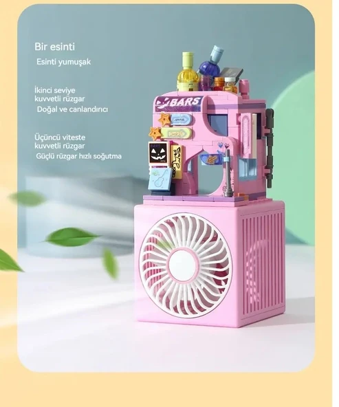 Masaüstü Blok Fan Küçük Masa Vantilatörü, USB Şarj Edilebilir Pil, 3 Hız Güçlü - ZB106