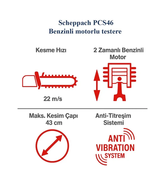 Scheppach PCS 46 Benzinli Ağaç Kesme Motoru 45 CM Pala 2.4 HP - 4