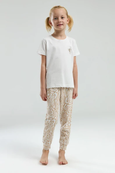 Arnetta 3303 Kız Çocuk Desenli Bisiklet Yaka Şortlu Kısa Kol Pijama Takım - Resim 4