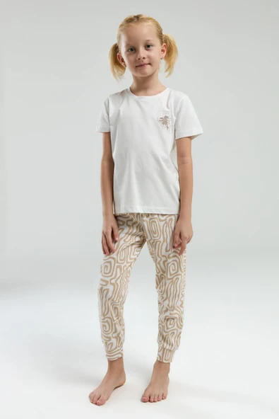 Arnetta 3303 Kız Çocuk Desenli Bisiklet Yaka Şortlu Kısa Kol Pijama Takım - Resim 5