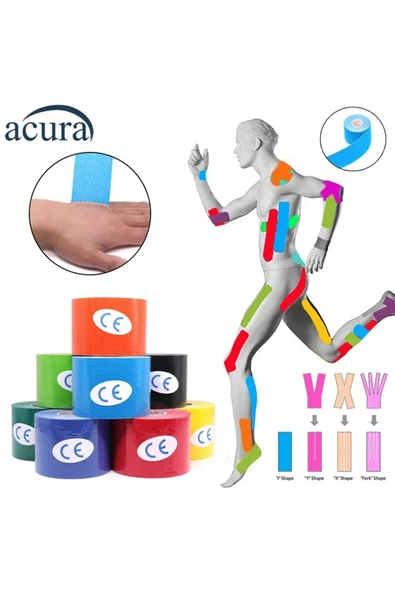 Acura Ac-150 Yüz & Vücut Uyumlu Hipoalerjenik Kinesyo Tape Ağrı Bandı 5m X 5cm- - 2
