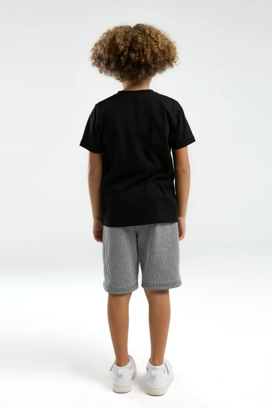 Arnetta 3320 Garson Erkek Çocuk Bisiklet Yaka Kısa Kollu Şortlu Pijama Takım - 5