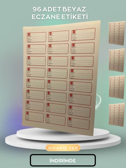 96 ADET ECZANE ETİKETİ BEYAZ