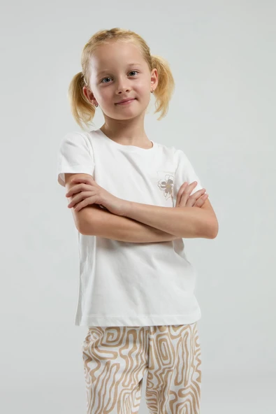 Arnetta 3303 Garson Kız Çocuk Desenli Bisiklet Yaka Şortlu Kısa Kol Pijama Takım - Resim 3