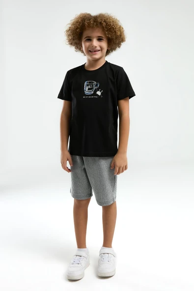 Arnetta 3320 Garson Erkek Çocuk Bisiklet Yaka Kısa Kollu Şortlu Pijama Takım - 4