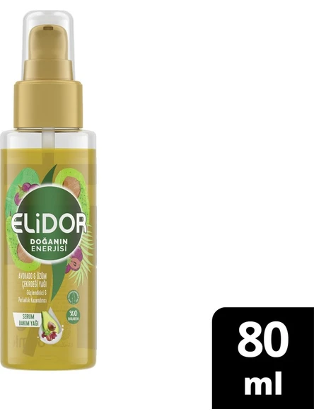 Elidor Doğanın Enerjisi Serum Saç Bakım Yağı Avokado ve Üzüm Çekirdeği Yağı 80 ml