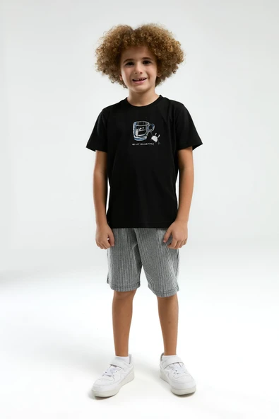 Arnetta 3320 Garson Erkek Çocuk Bisiklet Yaka Kısa Kollu Şortlu Pijama Takım