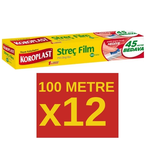 Koroplast Streç Film 100Metre Kesme Bıçağı Hediyeli  x 12'li Set - 1