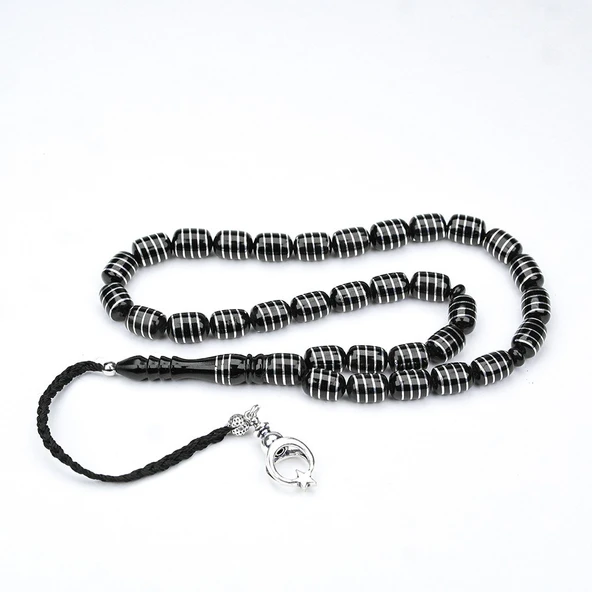 Oltu Taşı ve Kapsül Kesim Burgu Sarma İşlemeli Tespih - 5