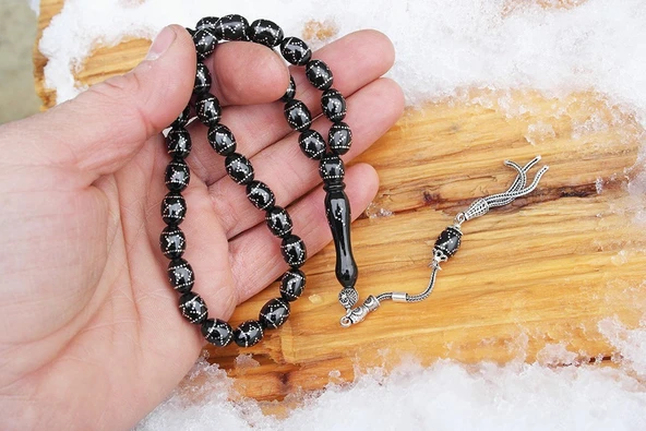 Oltu Taşı Beyzi Model Çemberli Yön İşlemeli Tespih - 3