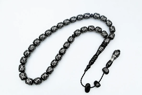 Oltu Taşı Örgü Model İşlemeli Tespih - Resim 4