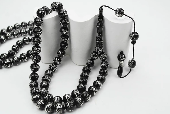 Oltu Taşı ESMAÜL HÜSNA  Arapça El İşçiliği  Namaz Tespihi - Resim 10