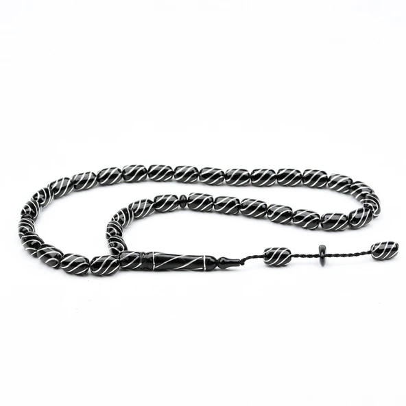 Oltu Taşı Çeşmi Bülbül İşlemeli Kapsül Tespih - 4