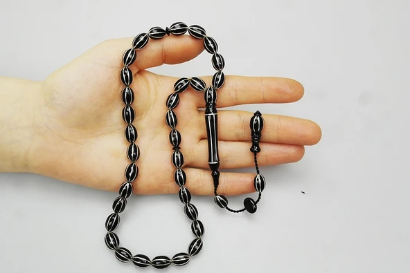 Oltu Taşı Sekizli İpten İpe Karpuz Dilimi Tespih - 5