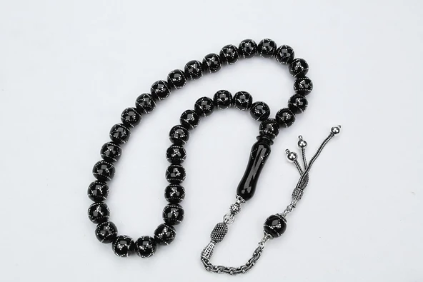 Oltu Taşı Küre Çember Yön İşlemeli Tespih - 4