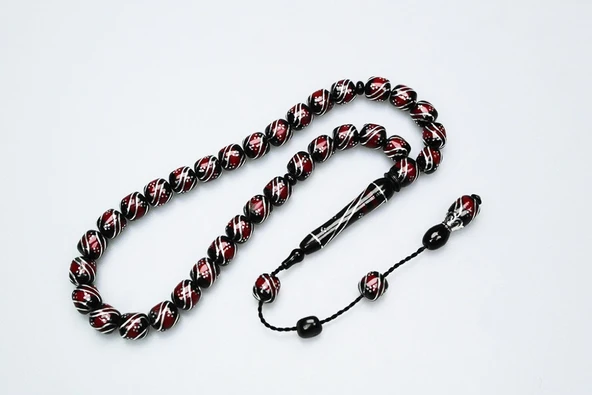 Oltu Taşı ve Galalith Çift Çeşmi İşlemeli Tespih ürün görseli 1