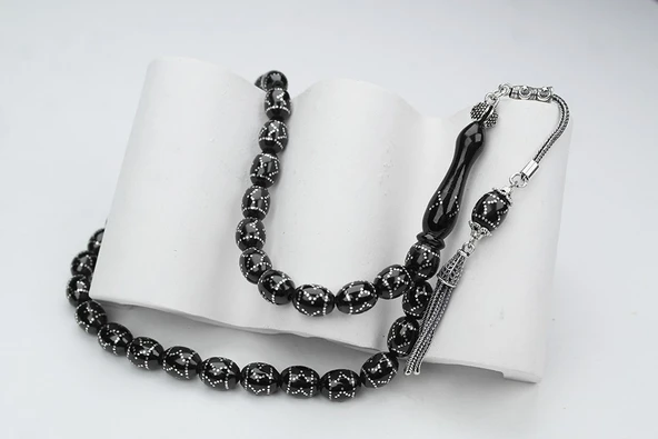 Oltu Taşı Beyzi Model Çemberli Yön İşlemeli Tespih - 4