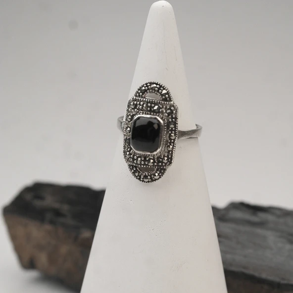 Kilit Model Oltu Taşı Kadın Yüzük - 2