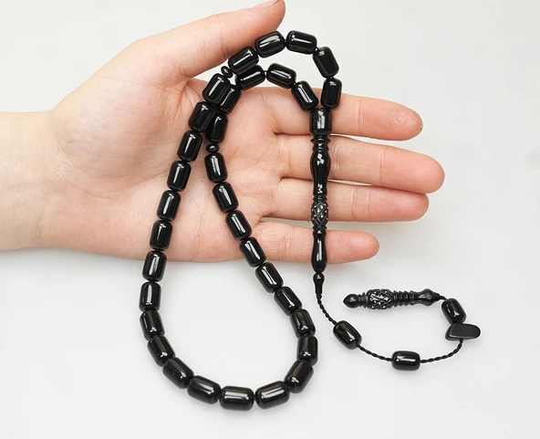 Oltu Taşı Oyma İmame  İşleme Sade Tespih - 6