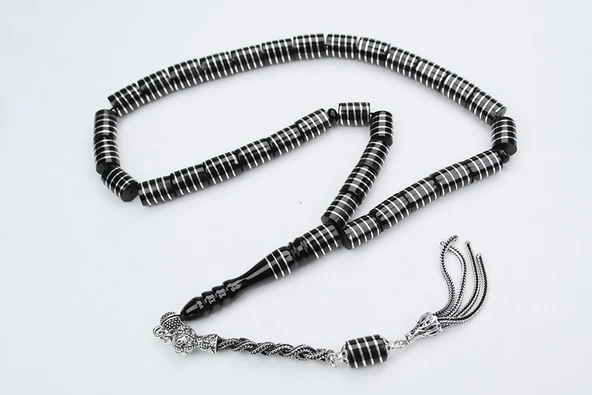 Oltu Taşı Kesme Model  Burgu Vida İşlemeli Tespih ürün görseli 1