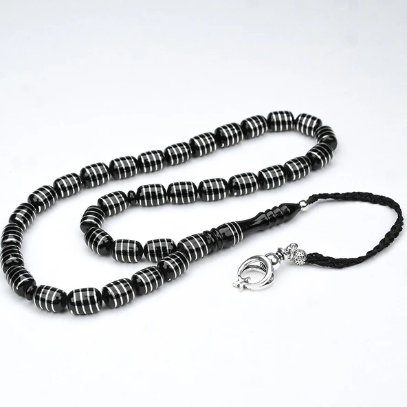 Oltu Taşı ve Kapsül Kesim Burgu Sarma İşlemeli Tespih - 2