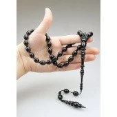 Oltu Taşı Özel Seri   İmame Oyma Mızrak  İşçilikli Tespih - Resim 7