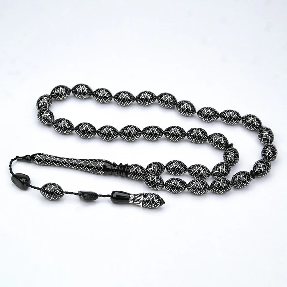 Oltu Taşı Koleksiyonluk Özel İşlemeli Tespih - 6