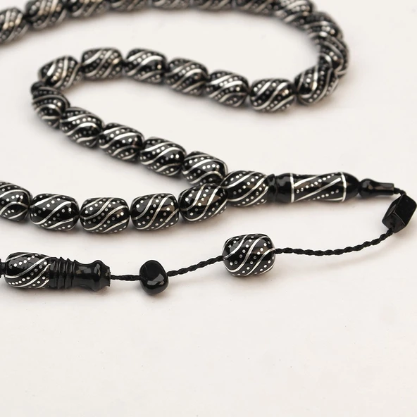 Oltu Taşı Çeşmi Arası Çeşmi İşlemeli Tespih - 6