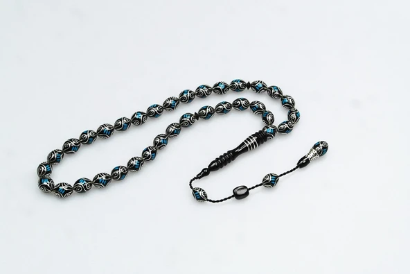 Oltu Taşı ve Mine İşlemeli Tespih