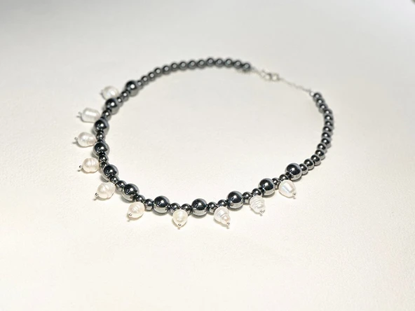 İNCİLİ HEMATİT KOLYE - 3