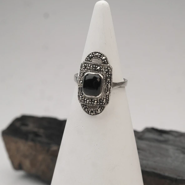 Kilit Model Oltu Taşı Kadın Yüzük - 3