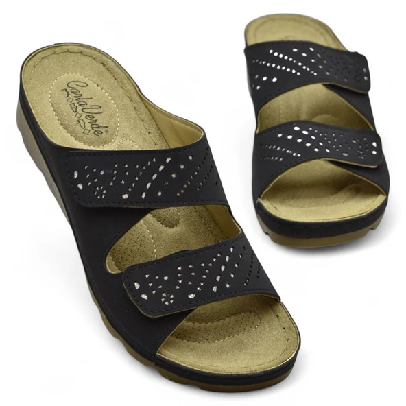 160161 CV TAM Ortopedik Taban Günlük Kadın Terlik Cırtlı  Anatomik Taban