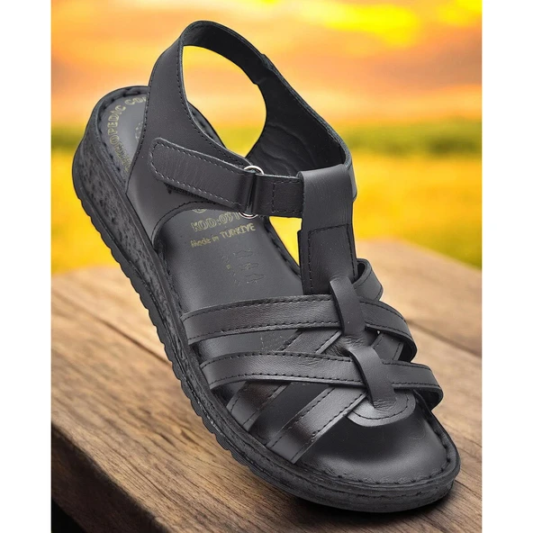 8152 TAM ORTOPEDİK Hakiki Deri Kadın Sandalet Deri Sandalet İvazn