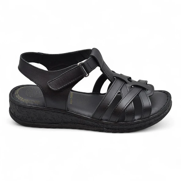 8152 TAM ORTOPEDİK Hakiki Deri Kadın Sandalet Deri Sandalet İvazn - 3
