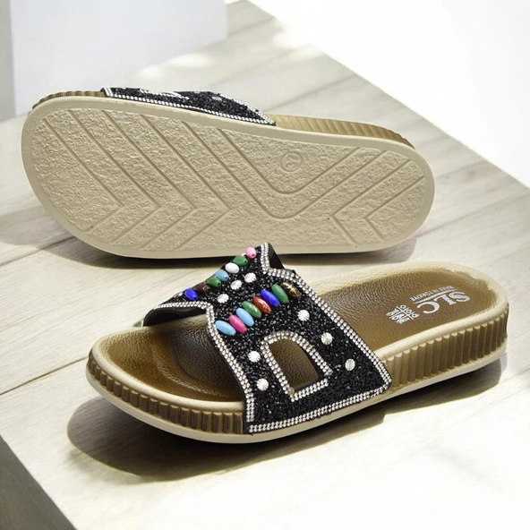 45559 Rahat Taban Taşlı Günlük Kadın Terlik - 4