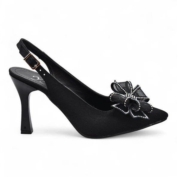 6513 Fiyonklu Taşlı 9cm Kadın Topuklu Ayakkabı Abiye Düğün Nişan Ayakkabısı - 4