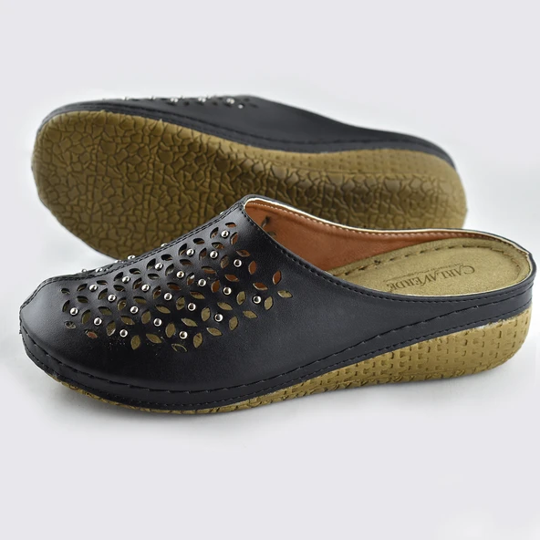 8670 Carlaverde Tam Ortopedik Kapalı Siyah Kadın Terlik Kapalı Terlik - 4