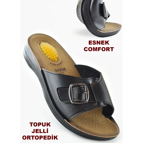 0533 Topuk Jelli Ortopedik Taban Günlük Kadın Terlik Sandalet
