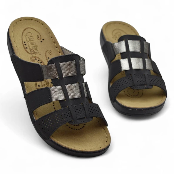 150988 CV TAM Ortopedik Taban Günlük Kadın Terlik Sandalet Lastik Yanlar - 3