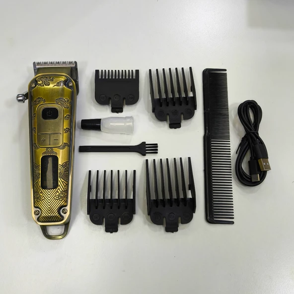 WAER WA-0143 Şarjlı Saç, Sakal ve Vücut Kesme Makinesi – 2000mAh Batarya, LCD Ekranlı, 4 Taraklı