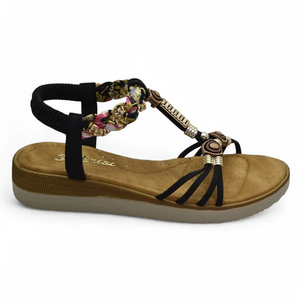 5626 Rahat Ortopedik Taban Taşlı Kadın Sandalet Günlük Sandalet - 8