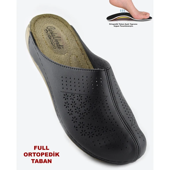 151390 Carlaverde Tam Ortopedik Kapalı Siyah Kadın Terlik Kadın Sandalet