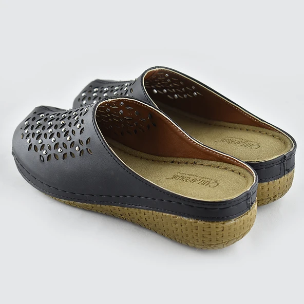 8670 Carlaverde Tam Ortopedik Kapalı Siyah Kadın Terlik Kapalı Terlik - 3