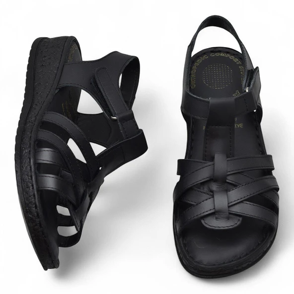 8152 TAM ORTOPEDİK Hakiki Deri Kadın Sandalet Deri Sandalet İvazn - 5