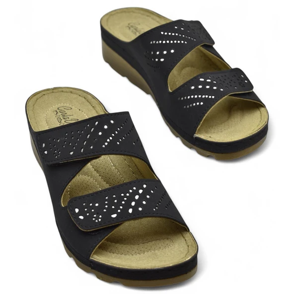 160161 CV TAM Ortopedik Taban Günlük Kadın Terlik Cırtlı  Anatomik Taban - 4