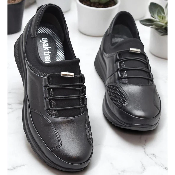 2000 Tam Ortopedik Hafif Dolgu Taban Günlük Hakiki Deri Kadın Ayakkabı Anne Ayakkabısı - 2