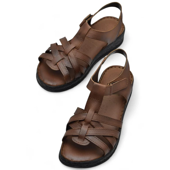 8152 TAM ORTOPEDİK Hakiki Deri Kadın Sandalet Deri Sandalet İvazn - 7