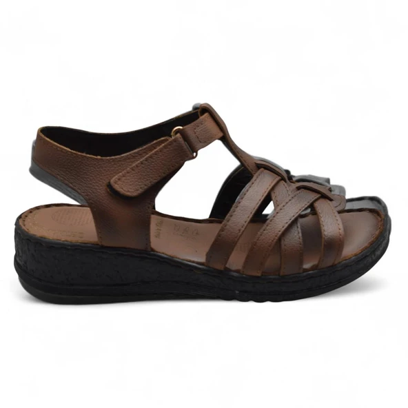 8152 TAM ORTOPEDİK Hakiki Deri Kadın Sandalet Deri Sandalet İvazn - 8